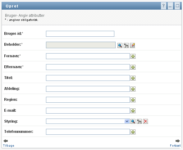 Panelet Bruger - Angiv attributter