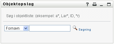 På siden Objektopslag kan du angive søgekriterier