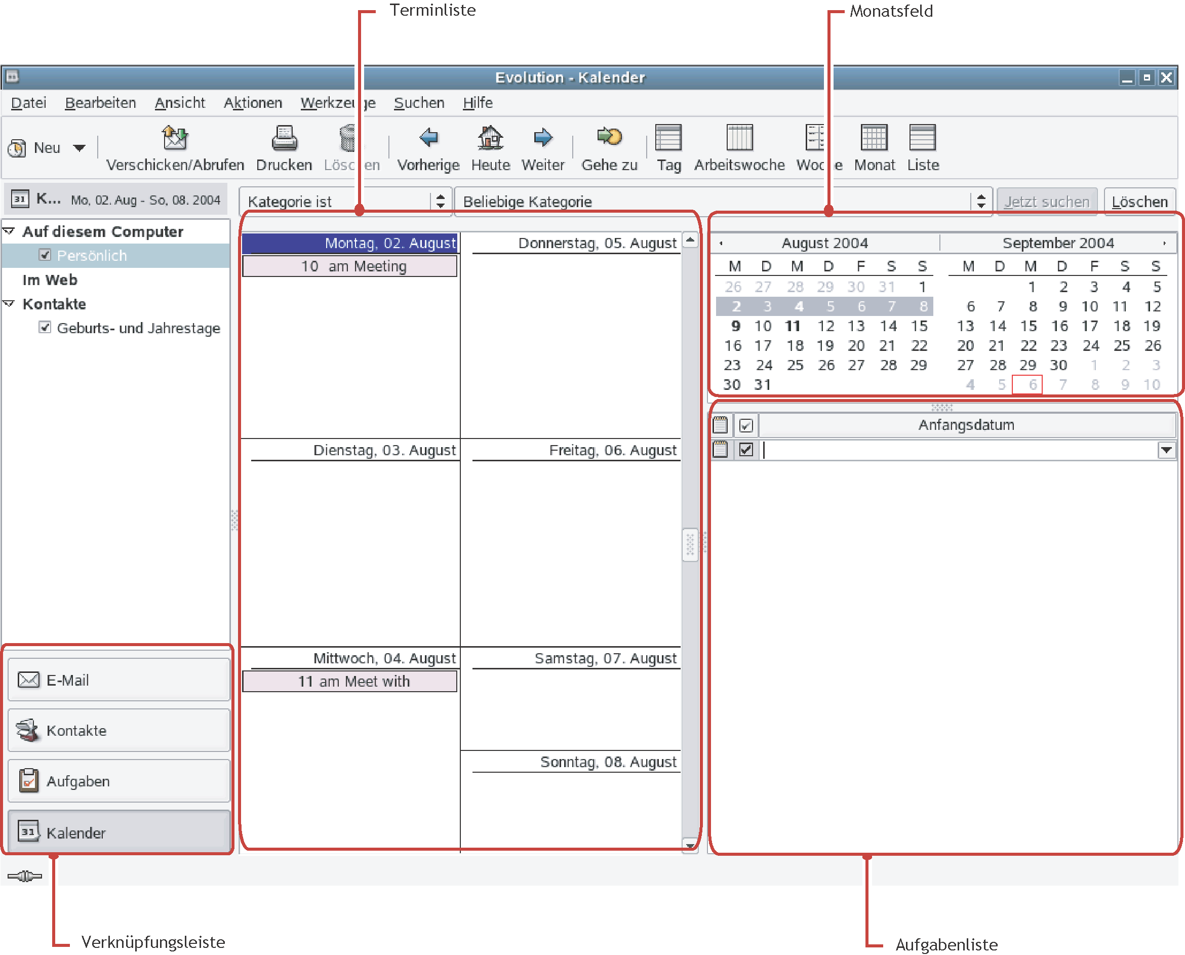 Evolution Kalender-Fenster
