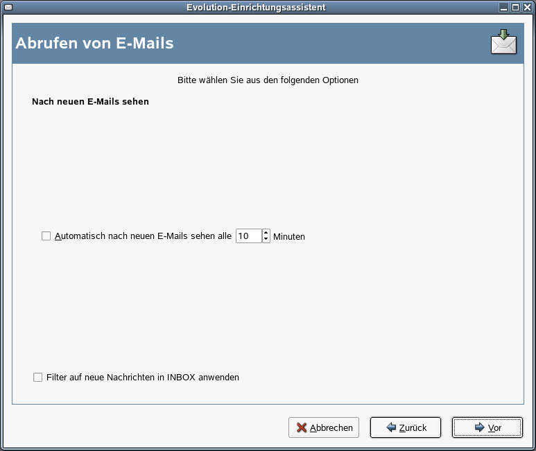 Empfangsoptionen fr E-Mail-Verzeichnisse im Maildir-Format