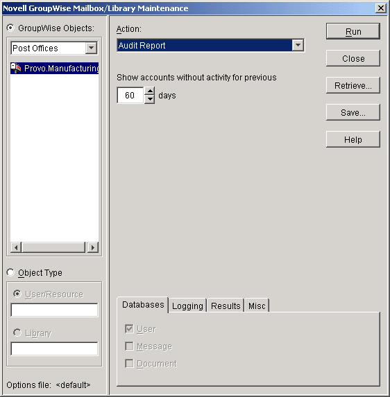 Audit Report dialog box