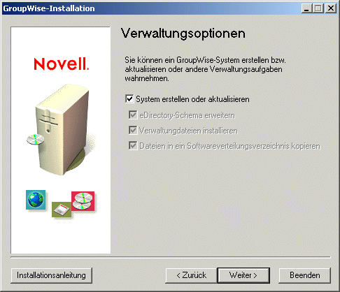 Seite �Verwaltungsoptionen�