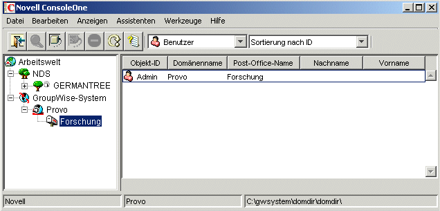 GroupWise View in ConsoleOne
