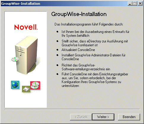 Seite �GroupWise-Installation�