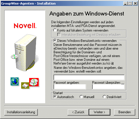 Dialogfeld "Info zum NT-Dienst"