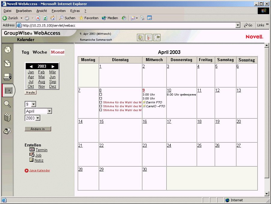 Monatskalenderlayout