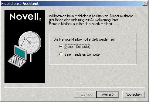 Begrüßungsseite des Mobildienst-Assistenten