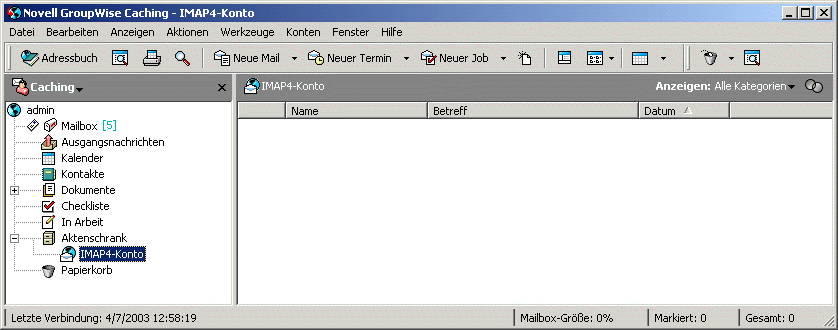 Hauptfenster, Ordner 