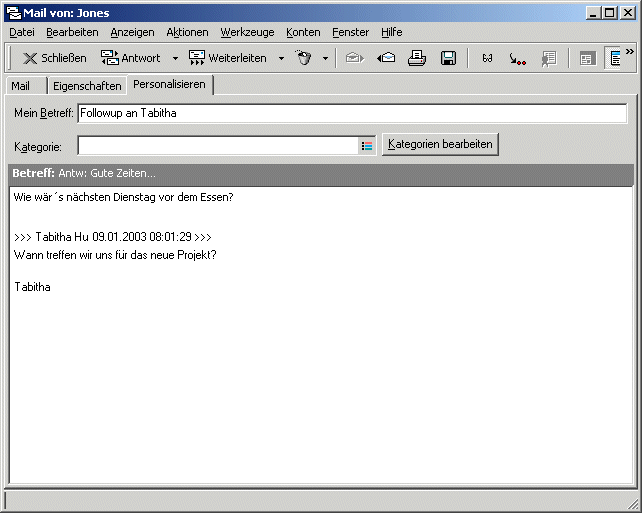 Ausgangsnachricht, Register 