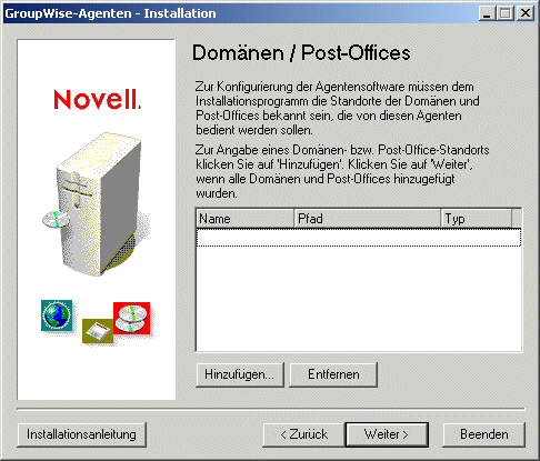 Seite "Domänen/Post-Offices"