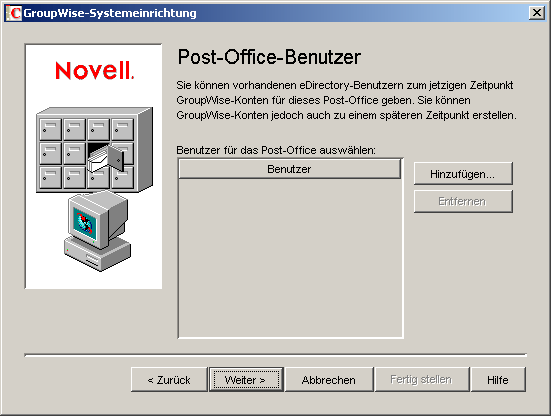 Dialogfeld "Post-Office-Benutzer"