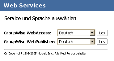 Seite "Novell Web Services"