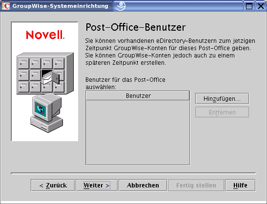 Seite "Post-Office-Benutzer"