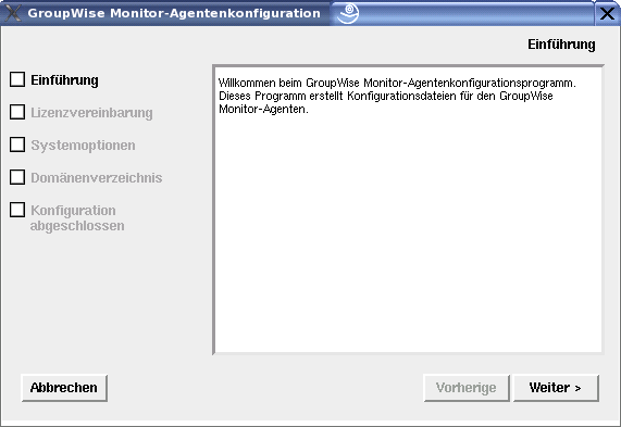 Seite "GroupWise Monitor-Anwendungskonfiguration"