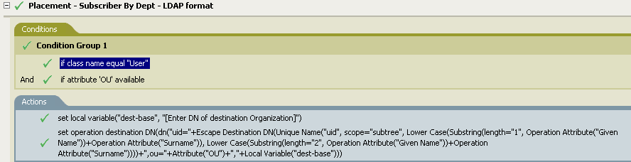 Description: Placement - Subscriber By Department - LDAP Format