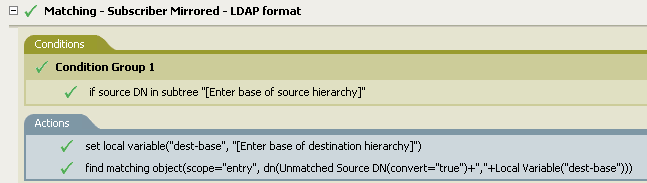 Description: Matching - Subscriber Mirrored - LDAP Format