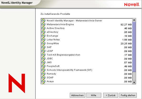 In der Zusammenfassung werden die zu installierenden Komponenten angezeigt