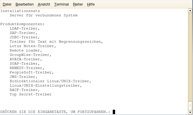 Zusammenfassung vor der Installation