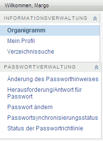 Menüaktionen in der Registerkarte „Identitätsselbstbedienung“