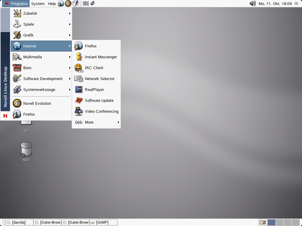 Programme in Novell Linux Desktop