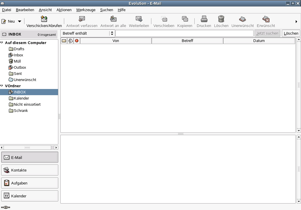 Novell Evolution-Mail-Hauptfenster
