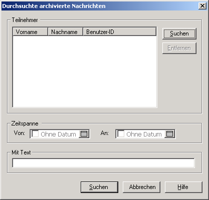 Dialogfeld "Archivierte Nachrichten suchen"