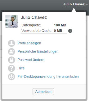 Benutzernamen-Dropdown-Menü
