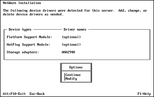 Bildschirm f�r das Modul zur Plattformunterst�tzung und den Speicheradapter