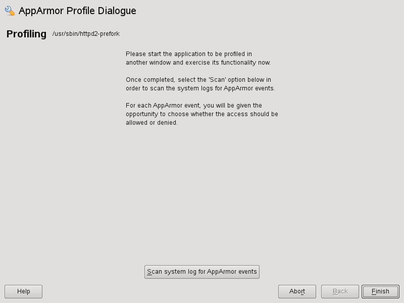 Choose the application to 	profile