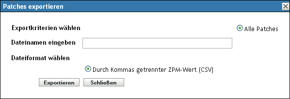 Dialogfeld „Schwachstellen exportieren“