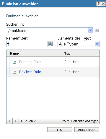 Dialogfeld „Rolle auswählen“