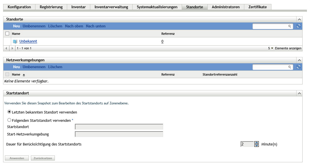 Seite „Standorte“