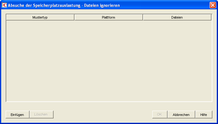 Absuche der Speicherplatzauslastung - Dateien ignorieren