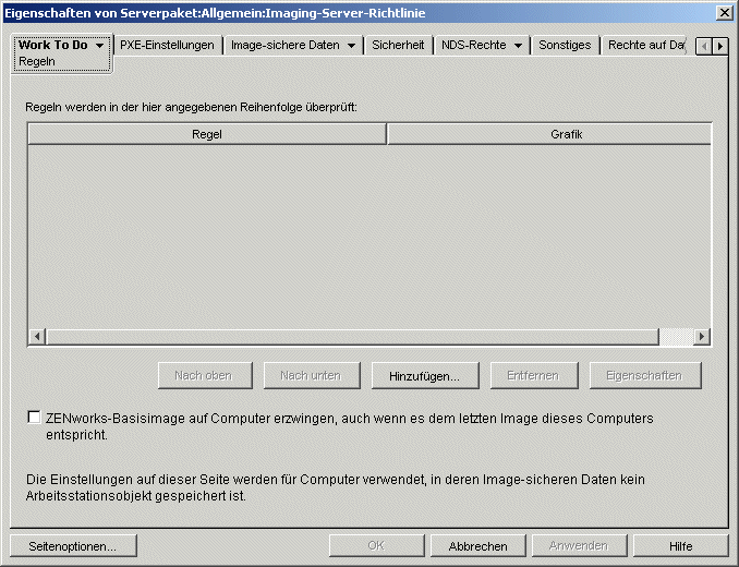 Die Eigenschaften der Seite fr die Imaging-Server-Richtlinienregeln.