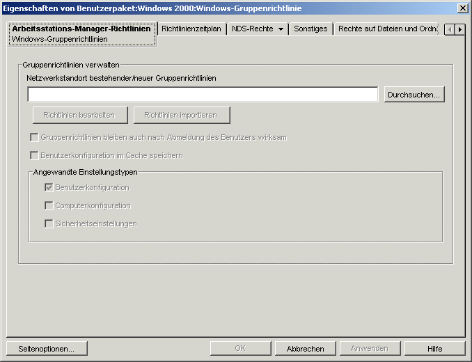 Die Seite "Windows-Gruppenrichtlinien".