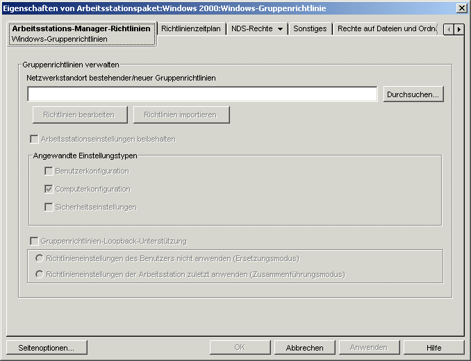 Die Seite "Windows-Gruppenrichtlinien".