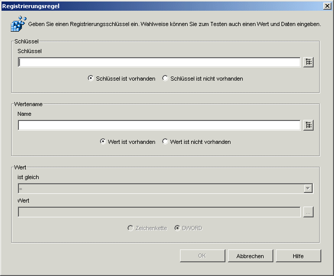 Dialogfeld "Registrierungsregel"