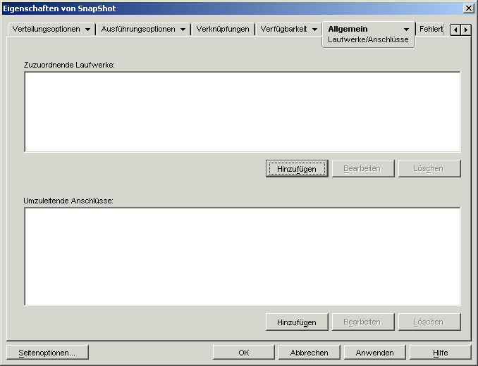 Anwendungsobjekt > Registerkarte "Allgemein" > Seite "Laufwerk/Anschlsse"