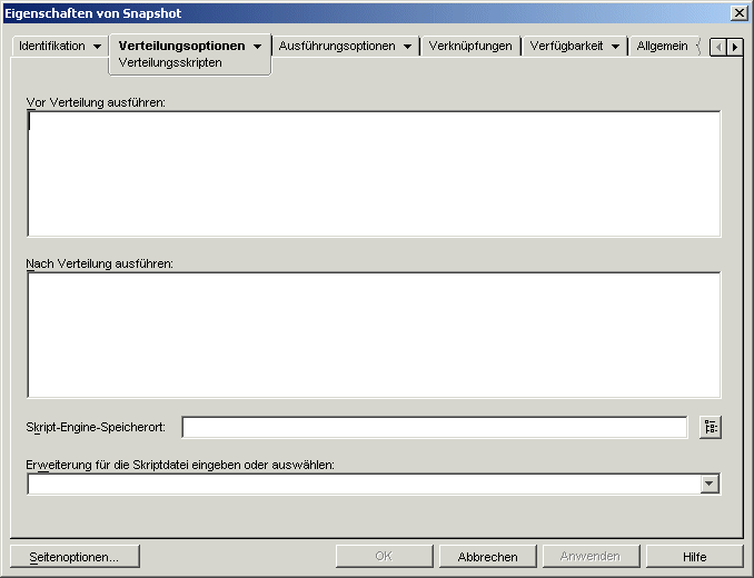 Anwendungsobjekt > Registerkarte "Verteilungsoptionen" > Seite "Verteilungsskripten"