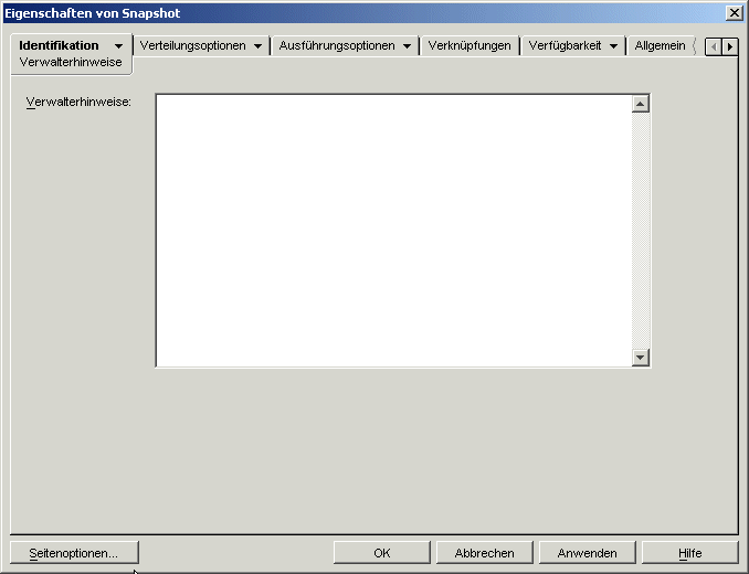 Anwendungsobjekt > Registerkarte "Identifikation" > Seite "Verwalterhinweise"