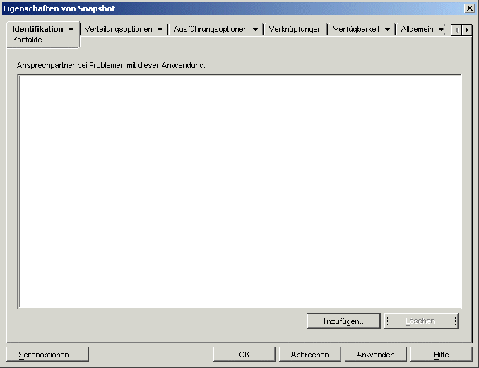 Anwendungsobjekt > Registerkarte "Identifikation" > Seite "Kontakte"