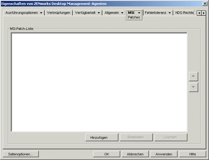Anwendungsobjekt > Registerkarte "MSI" > Seite "Patches"
