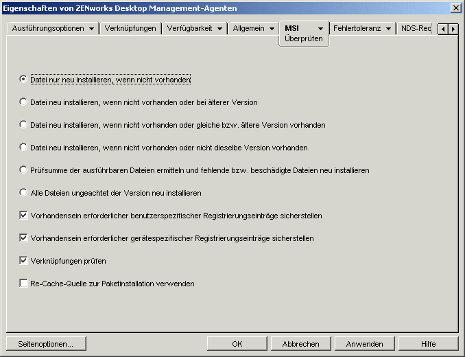 Anwendungsobjekt > Registerkarte "MSI" > Seite "berprfen"