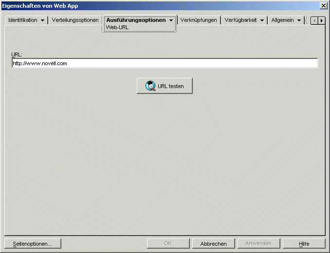 Anwendungsobjekt > Registerkarte "Ausfhrungsoptionen" > Seite "Web-URL"