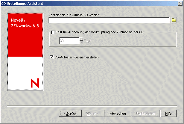 CD-Erstellungs-Assistent: Seite zur Verzeichnisauswahl