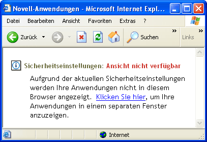 Internet Explorer-Seite mit Sicherheitshinweisen.