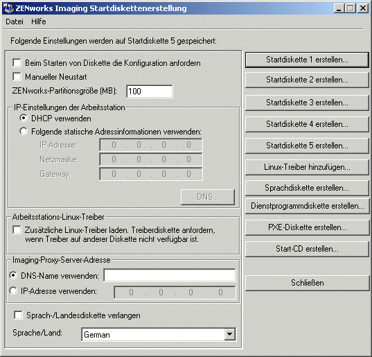 Imaging Startdiskettenerstellung