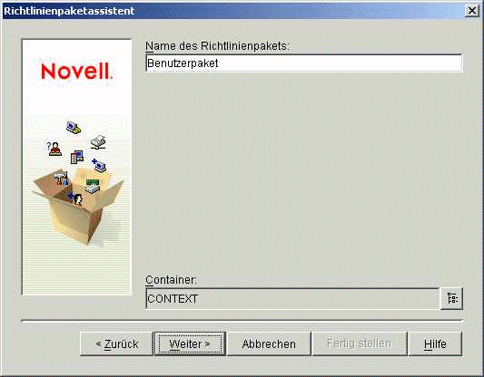 Seite mit dem Namen des Richtlinienpakets im Richtlinienpaketassistenten