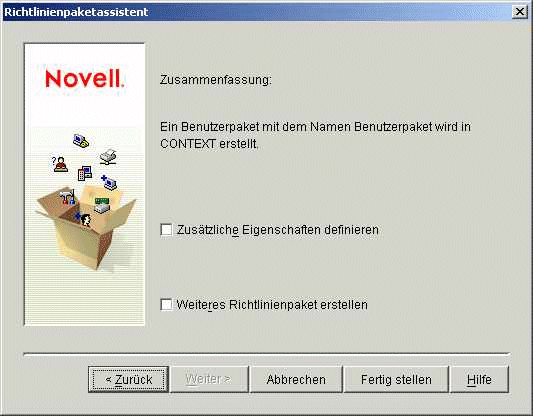 bersichtsseite des Richtlinienpaketassistenten