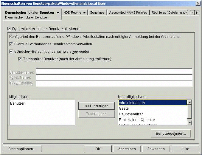 Eigenschaftsseite fr dynamische lokale Benutzer